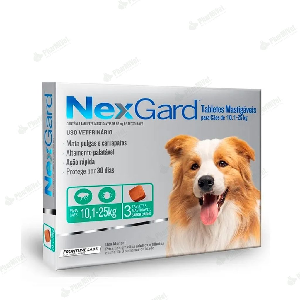 NEX GARD 68 MG DE 10-25 KG X 3 TAB