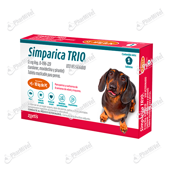 SIMPARICA TRIO 12 MG DE 5.1 - 10 KG X UNIDAD