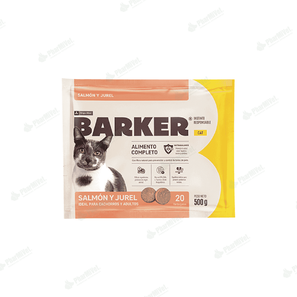 BARKER HAMBURGUESAS GATOS DE SALMON JUREL X 500 GR