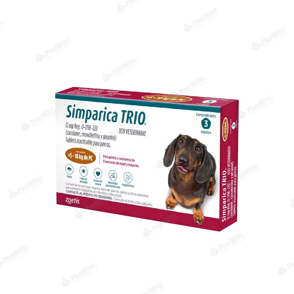 SIMPARICA TRIO 12 MG DE 5.1 - 10 KG X 3 TAB