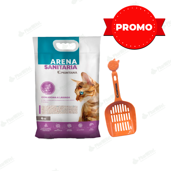 ARENA SANITARIA AROMA LAVANDA X 4 KG + PALA SANITARIA