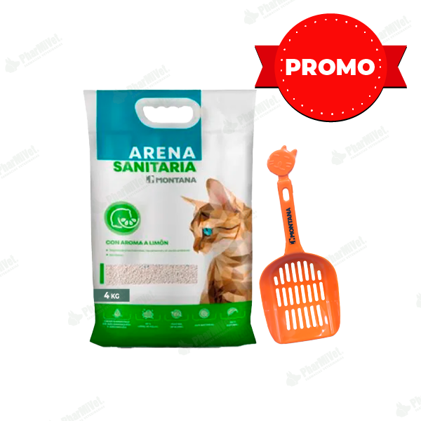 ARENA SANITARIA AROMA LIMON X 4 KG + PALA SANITARIA